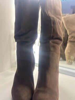 Sonoma Brown Suede Knee-High Heeled Boots